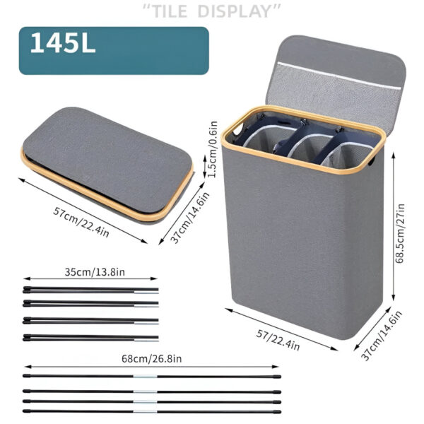 LaundryEase™ - Koš na prádlo se třemi přihrádkami - Image 2