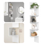 Conera™ – Nástěnná rohová police s 5 plovoucími policemi